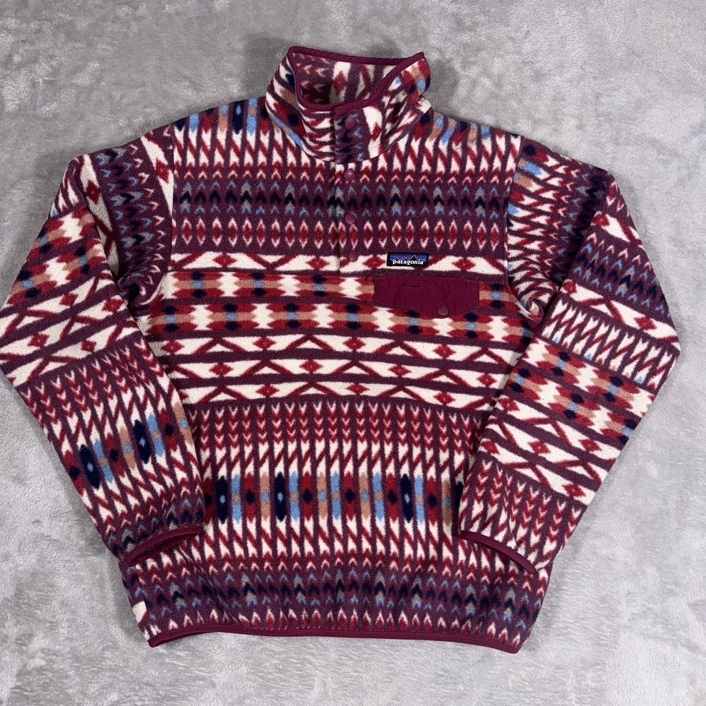 Patagonia Womens Small Synchilla Snap Pullover Fleece Small Maroon jacket